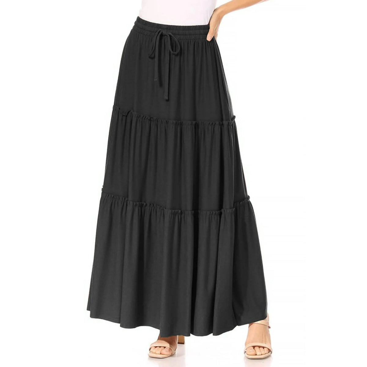 Drawstring Maxi Skirt