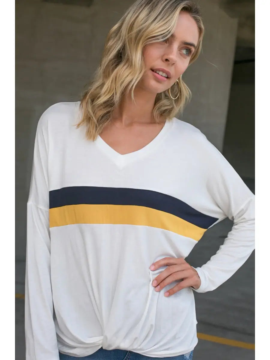 Long Sleeve Color Block Top