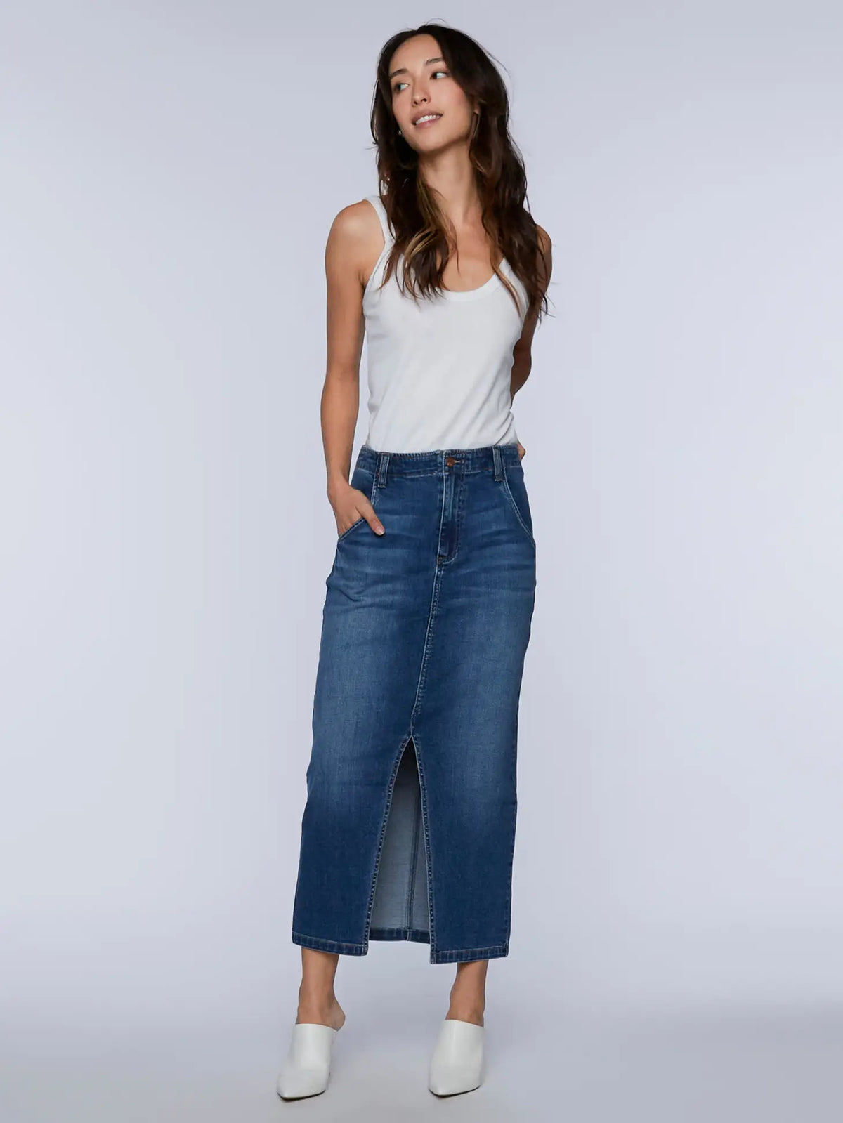 Daily Slit Pencil Denim Skirt