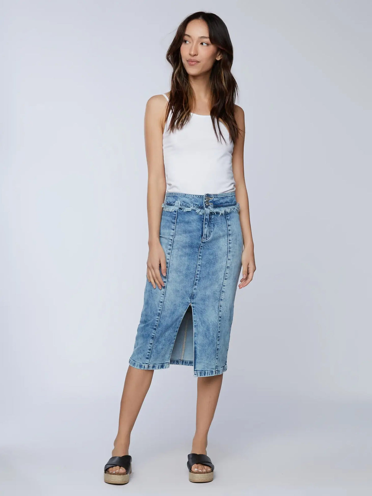 Sally Midi Centerfold Denim Skirt